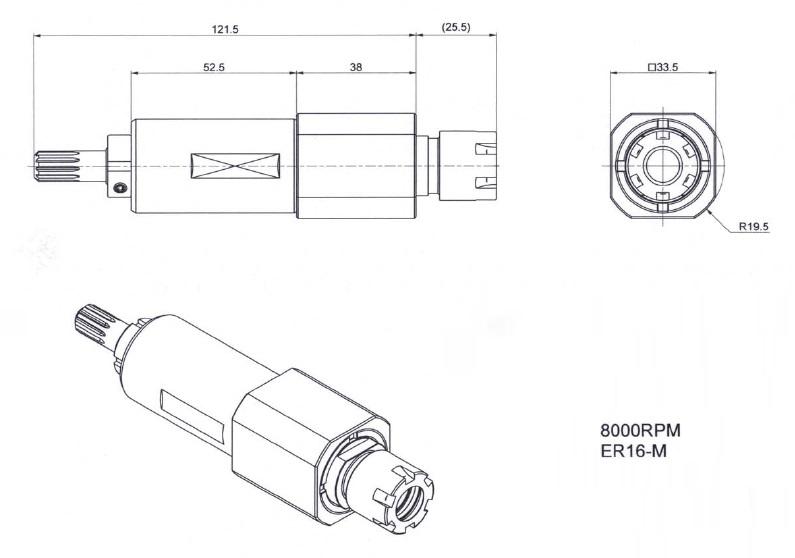 Cross Drilling-Milling unit ER16M for HANWHA XD20H/XD26H, Reference code: HWX246100